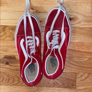 Vans red , white lace, low top